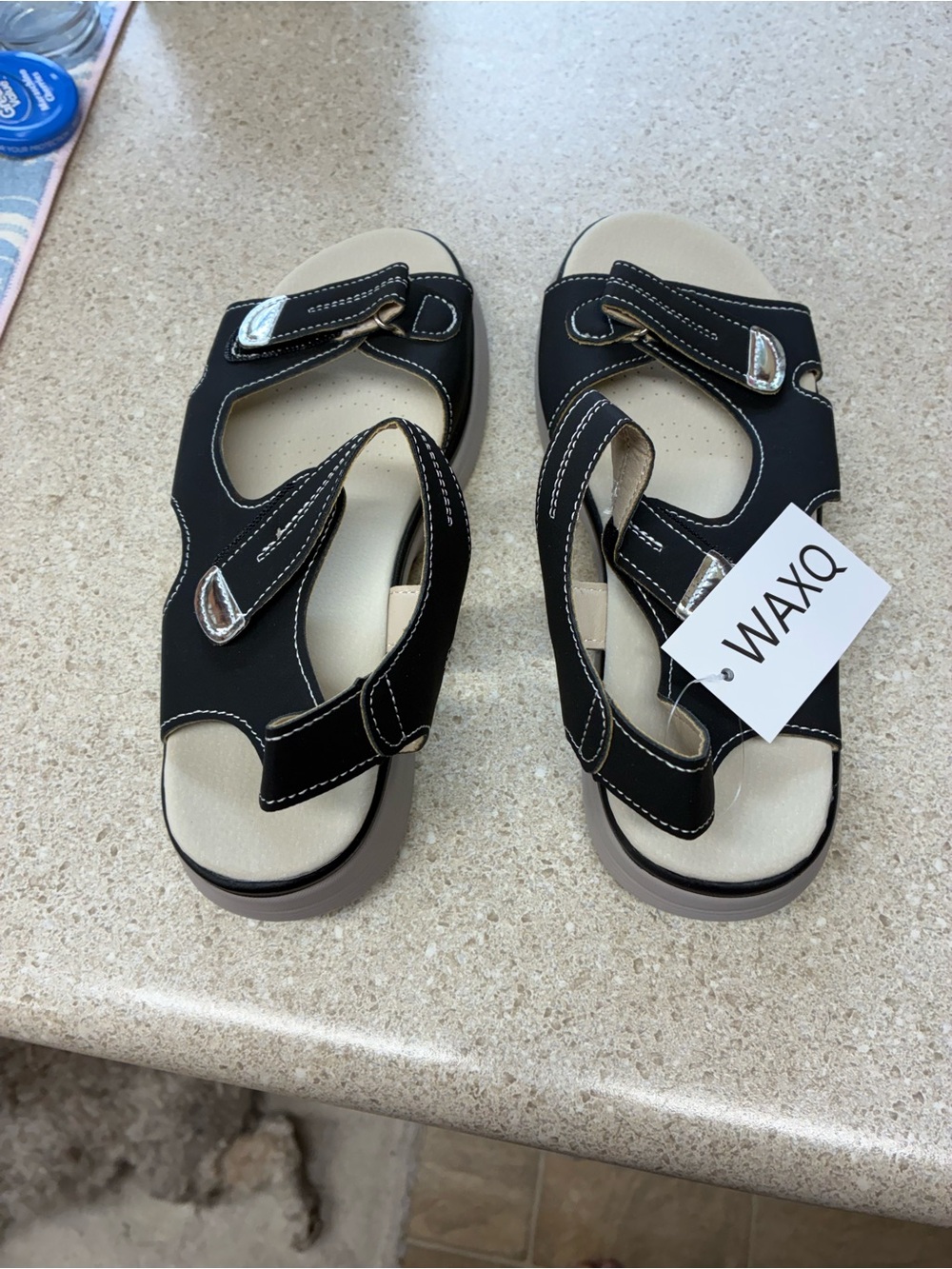 Women’s Black Adjustable Strap Comfort Sandals